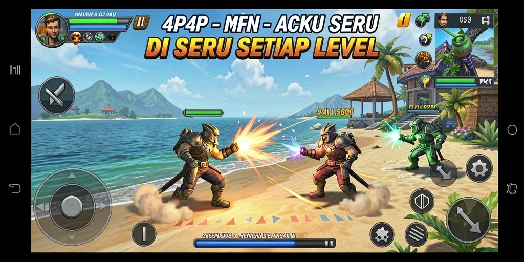 Tampilan gameplay menegangkan di 4P4P dengan aksi cepat dan tantangan seru.