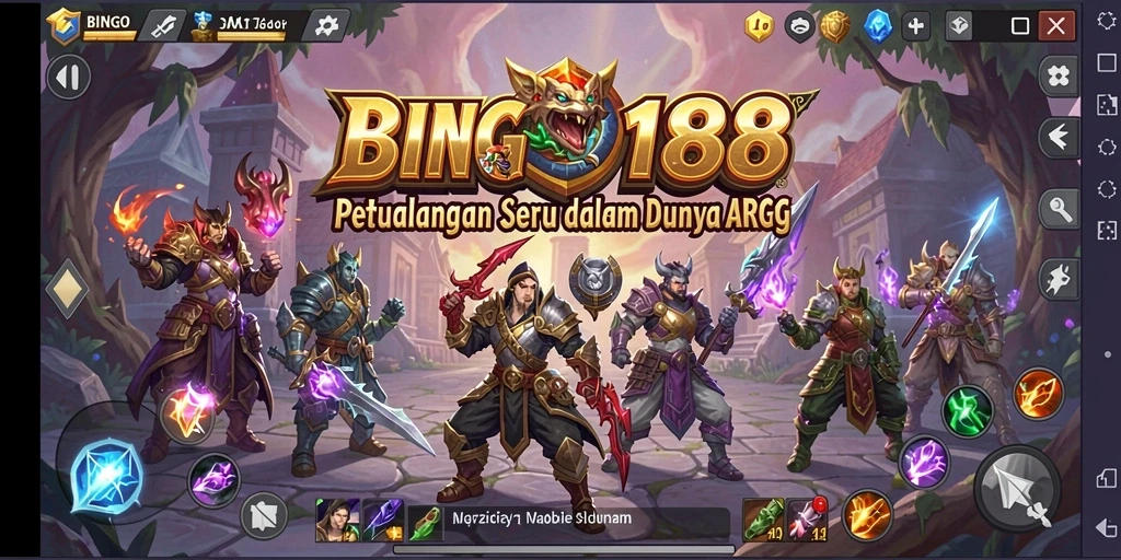 Tangkapan layar utama BINGO188 menampilkan pertempuran yang mendebarkan dan karakter yang kuat.