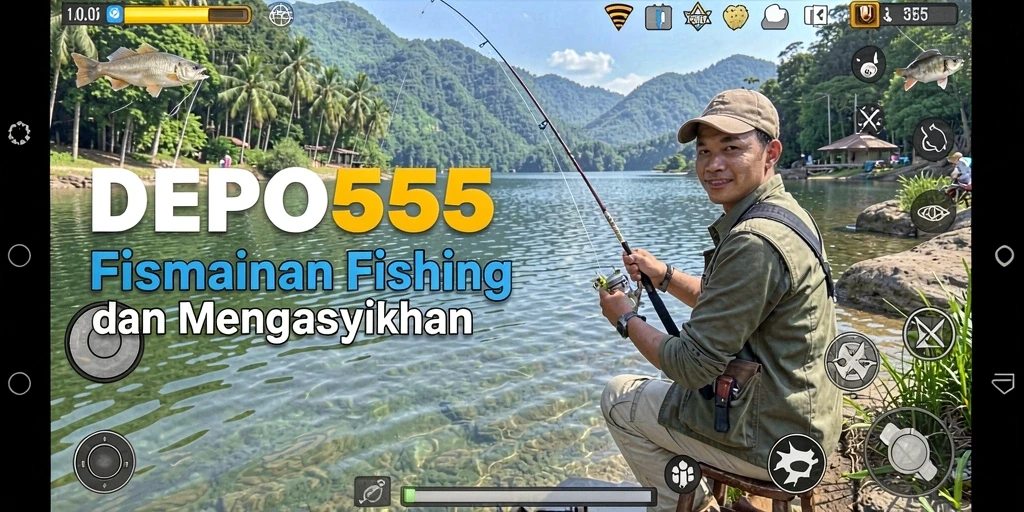 Tampilan gameplay DEPO555 menunjukkan aksi memancing yang mendebarkan.