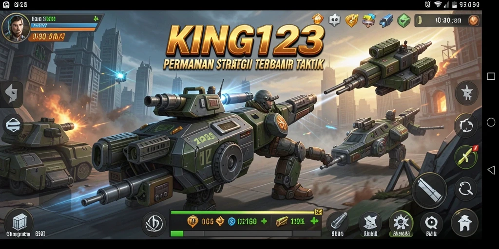 Screenshot gameplay KING123 dengan pertempuran strategis yang mendebarkan.