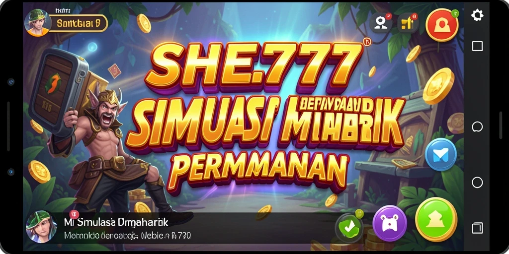 Screenshot gameplay SHE777 menampilkan aktivitas simulasi yang dinamis.