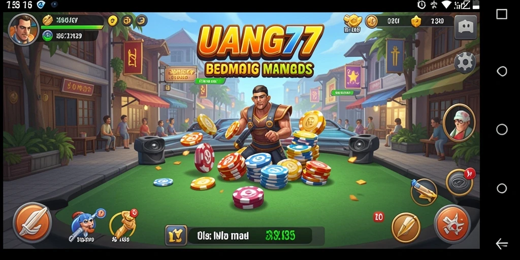 Screenshot gameplay UANG77 menampilkan aksi seru dalam simulasi.