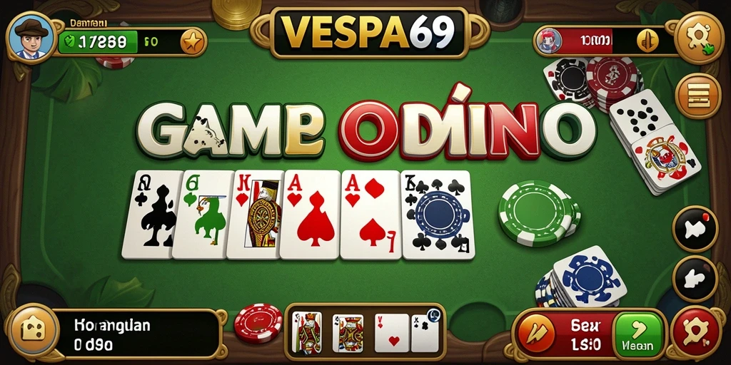 Tampilan gameplay seru dalam VESPA69 saat bermain domino.